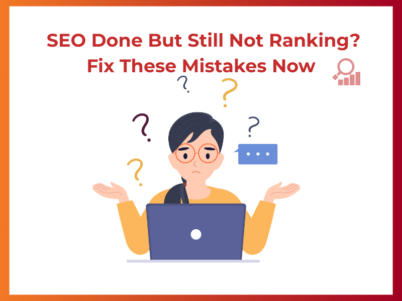 “Frustrated marketer looking at laptop because SEO not ranking on Google”